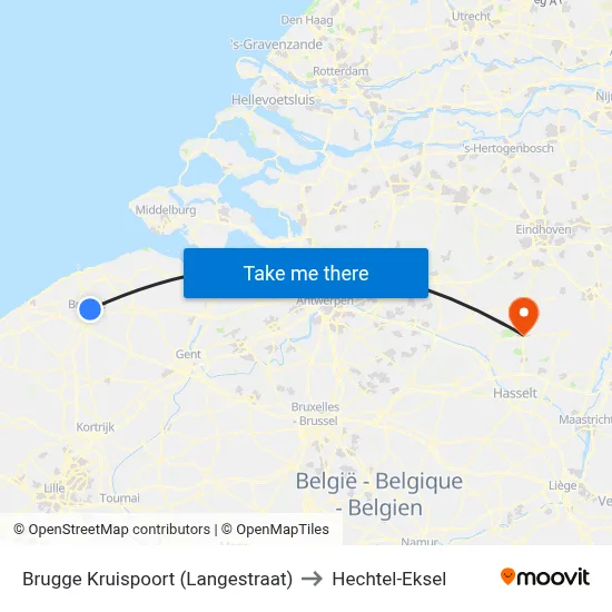 Brugge Kruispoort (Langestraat) to Hechtel-Eksel map