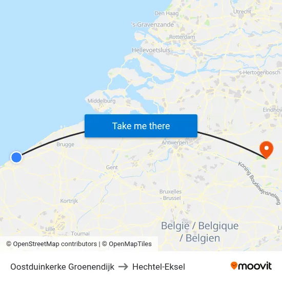Oostduinkerke Groenendijk to Hechtel-Eksel map
