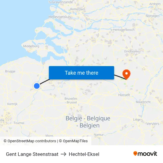 Gent Lange Steenstraat to Hechtel-Eksel map