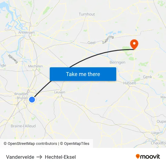 Vandervelde to Hechtel-Eksel map