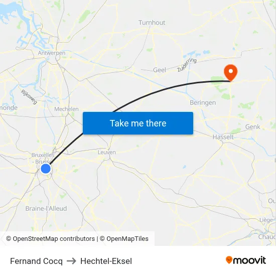 Fernand Cocq to Hechtel-Eksel map