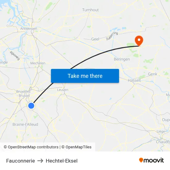 Fauconnerie to Hechtel-Eksel map