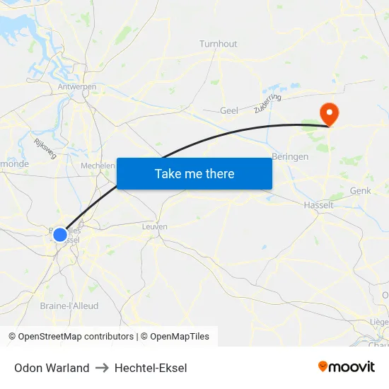 Odon Warland to Hechtel-Eksel map