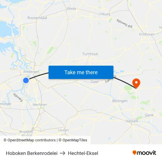 Hoboken Berkenrodelei to Hechtel-Eksel map