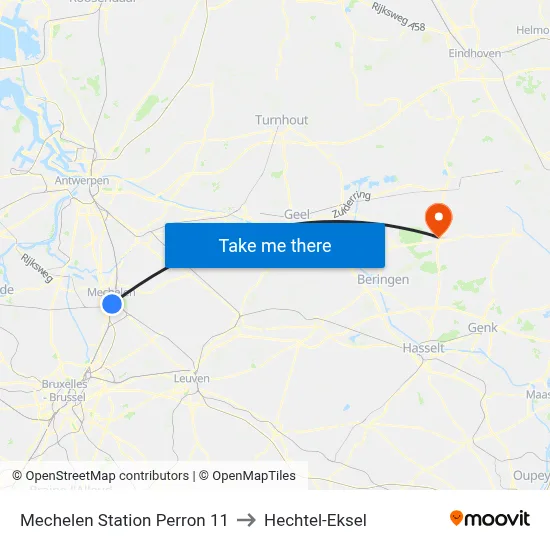 Mechelen Station Perron 11 to Hechtel-Eksel map