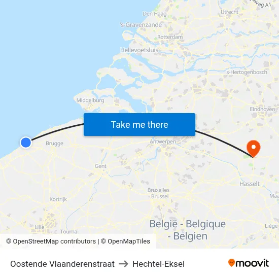Oostende Vlaanderenstraat to Hechtel-Eksel map