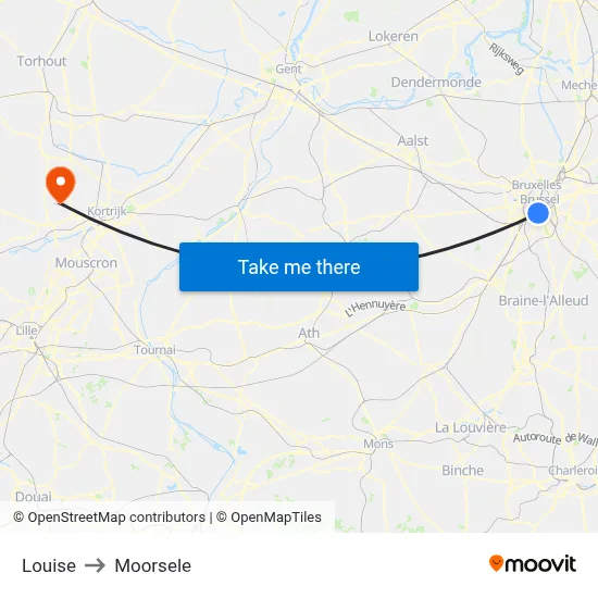 Louise to Moorsele map