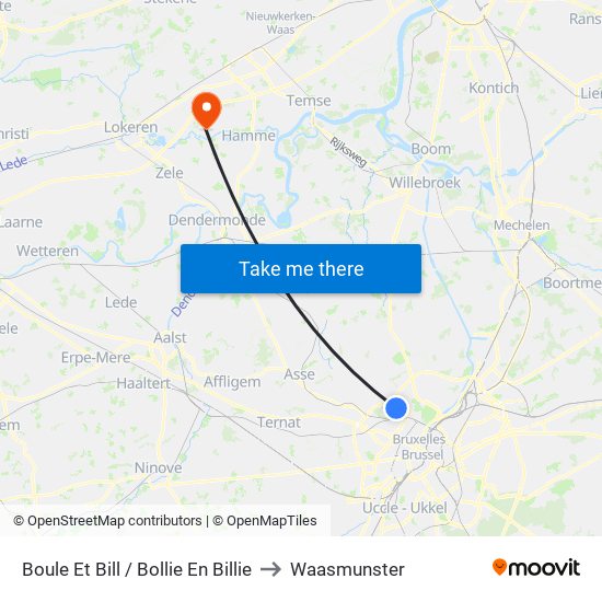 Boule Et Bill / Bollie En Billie to Waasmunster map