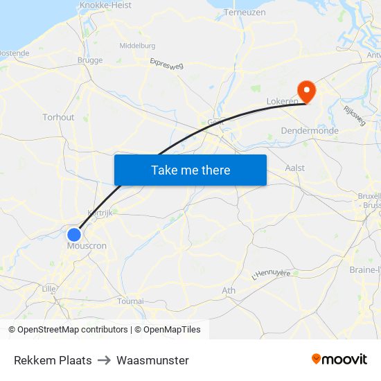 Rekkem Plaats to Waasmunster map