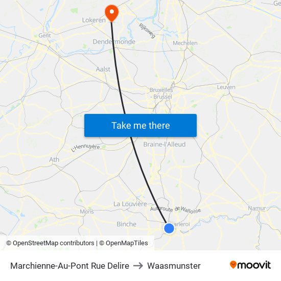 Marchienne-Au-Pont Rue Delire to Waasmunster map