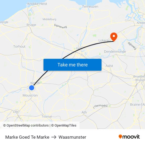 Marke Goed Te Marke to Waasmunster map