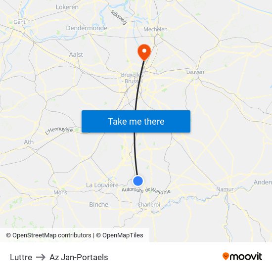 Luttre to Az Jan-Portaels map