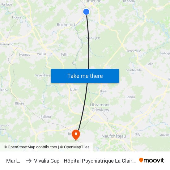 Marloie to Vivalia Cup - Hôpital Psychiatrique La Clairière map