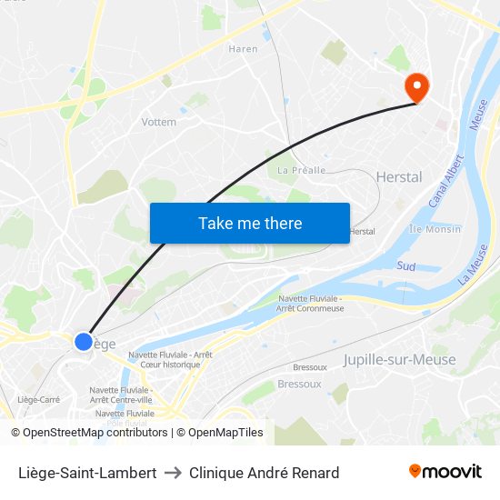 Liège-Saint-Lambert to Clinique André Renard map