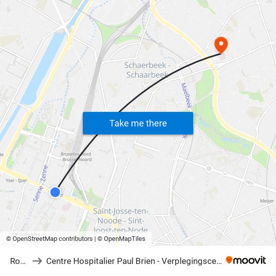 Rogier to Centre Hospitalier Paul Brien - Verplegingscentrum Paul Brien map