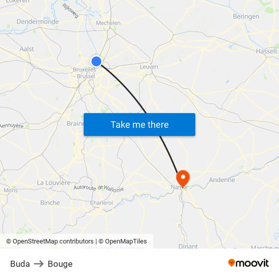 Buda to Bouge map