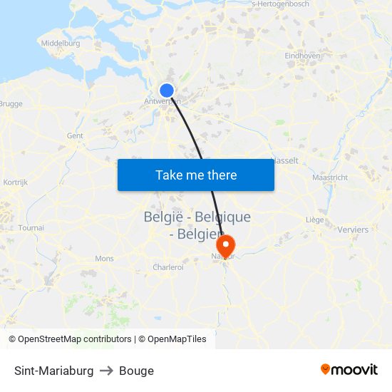 Sint-Mariaburg to Bouge map