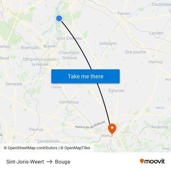 Sint-Joris-Weert to Bouge map