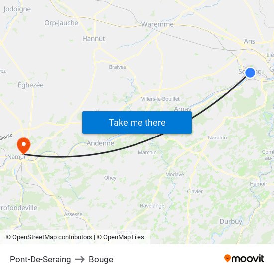 Pont-De-Seraing to Bouge map