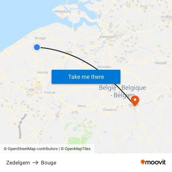 Zedelgem to Bouge map