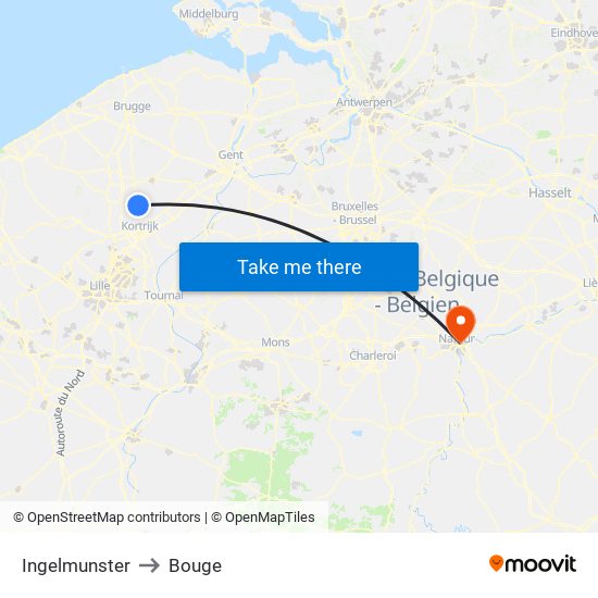 Ingelmunster to Bouge map