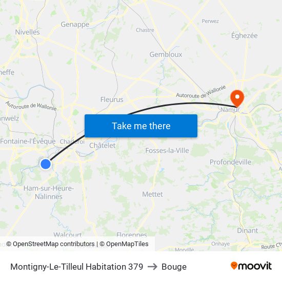 Montigny-Le-Tilleul Habitation 379 to Bouge map