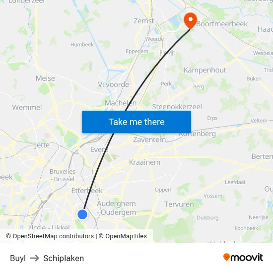 Buyl to Schiplaken map