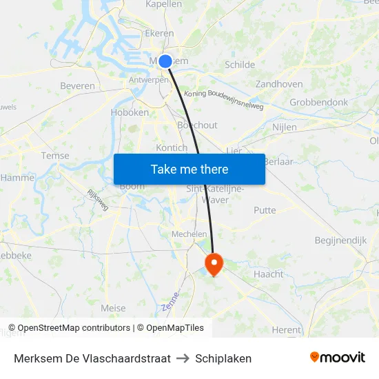 Merksem De Vlaschaardstraat to Schiplaken map