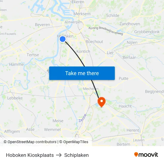 Hoboken Kioskplaats to Schiplaken map