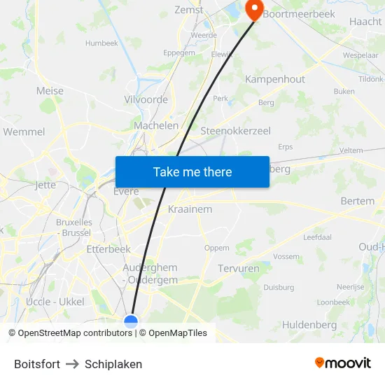 Boitsfort to Schiplaken map
