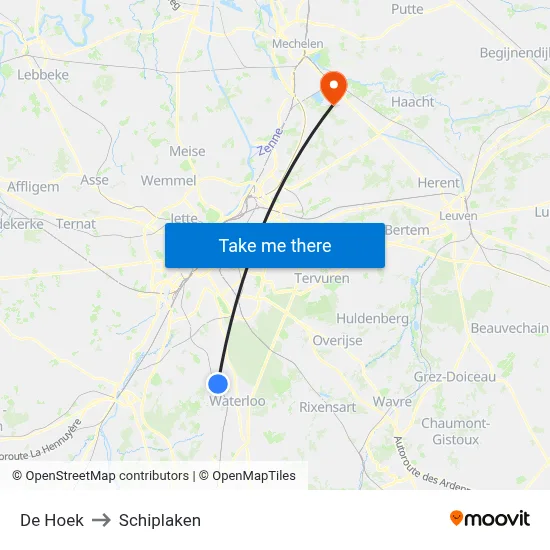 De Hoek to Schiplaken map