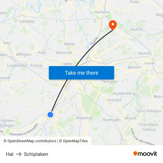 Hal to Schiplaken map