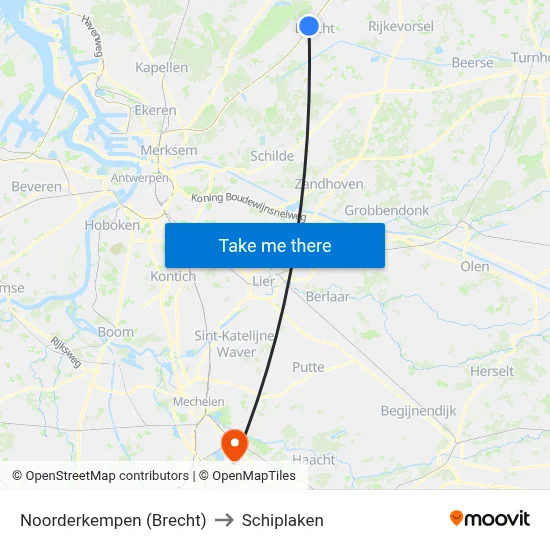 Noorderkempen (Brecht) to Schiplaken map