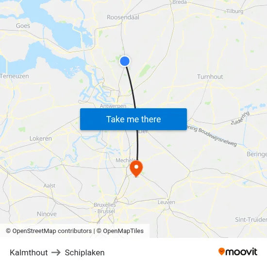 Kalmthout to Schiplaken map