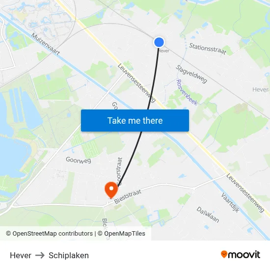 Hever to Schiplaken map