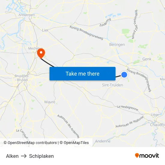Alken to Schiplaken map
