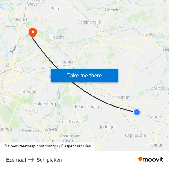 Ezemaal to Schiplaken map