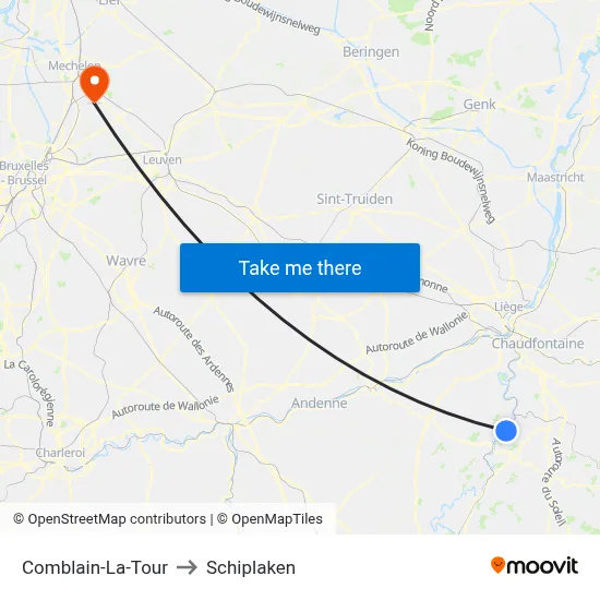 Comblain-La-Tour to Schiplaken map