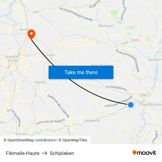 Flémalle-Haute to Schiplaken map