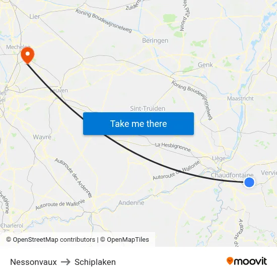 Nessonvaux to Schiplaken map