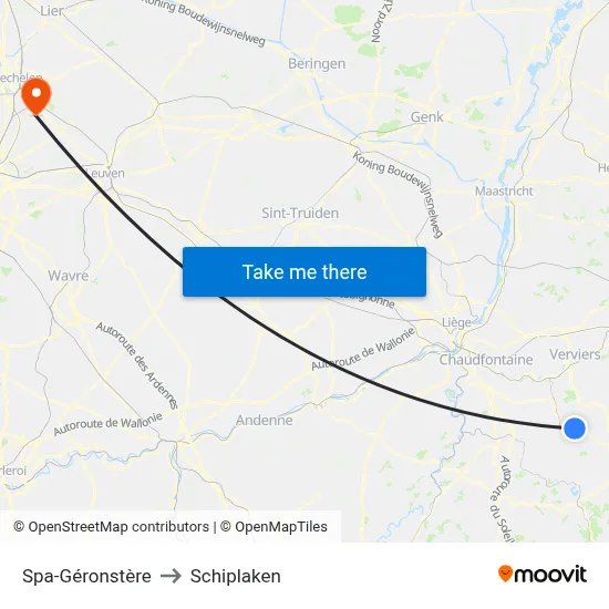 Spa-Géronstère to Schiplaken map