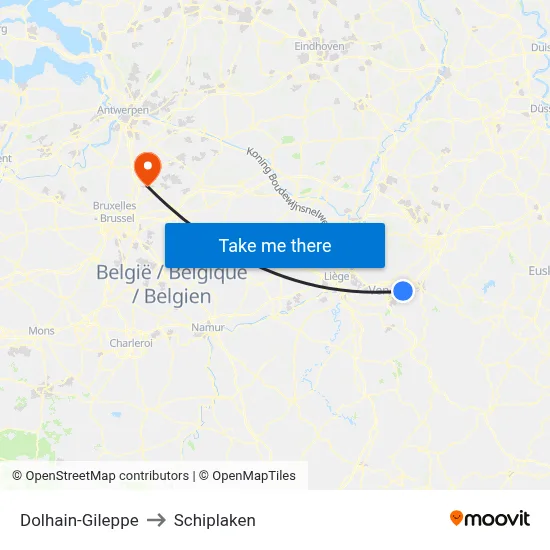 Dolhain-Gileppe to Schiplaken map