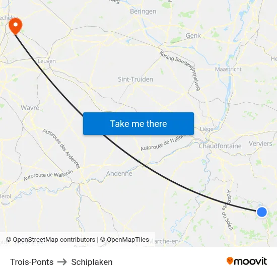 Trois-Ponts to Schiplaken map