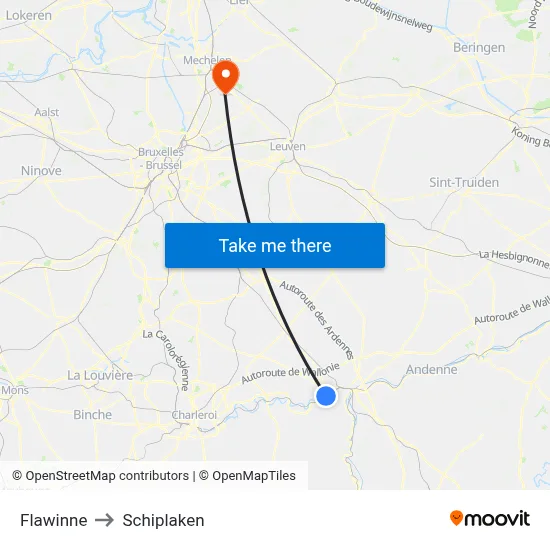 Flawinne to Schiplaken map
