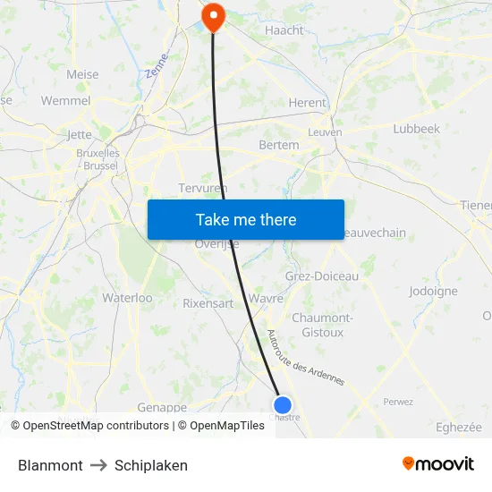 Blanmont to Schiplaken map