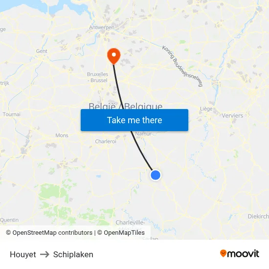 Houyet to Schiplaken map