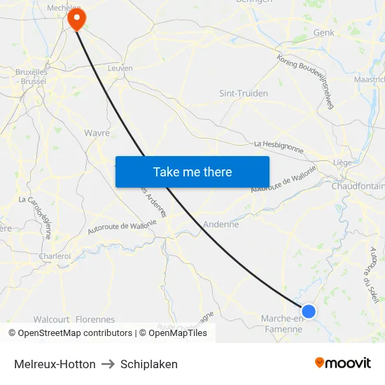 Melreux-Hotton to Schiplaken map