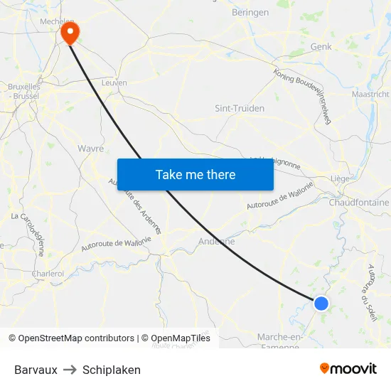Barvaux to Schiplaken map