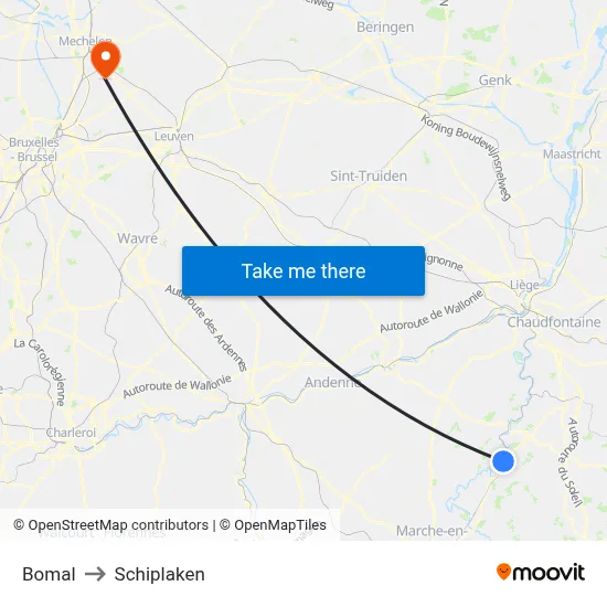 Bomal to Schiplaken map