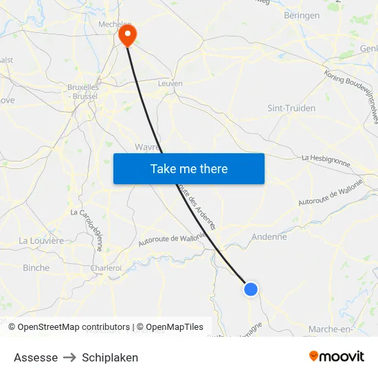 Assesse to Schiplaken map